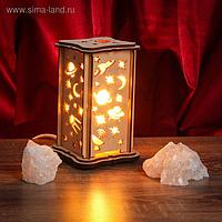 Соляной светильник "Космос" малый 15 x 10 см, деревянный декор