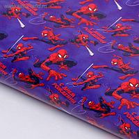 Бумага упаковочная глянцевая "С Днем Рождения", 70х100 см, Человек-паук