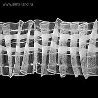 Шторная лента фиксированная сборка, органза, 6 см, 50±1 м, цвет белый