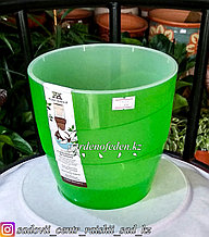 Пластиковое кашпо со вставкой "Грация". Цвет: зеленый-прозрачный, 2л.