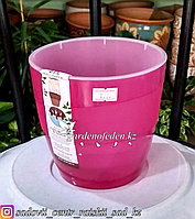 Пластиковое кашпо со вставкой "Грация". Цвет: розовый-прозрачный, 1.2л.