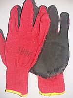 Перчатки 300# ХБ чёрная ладонь прорезиненная