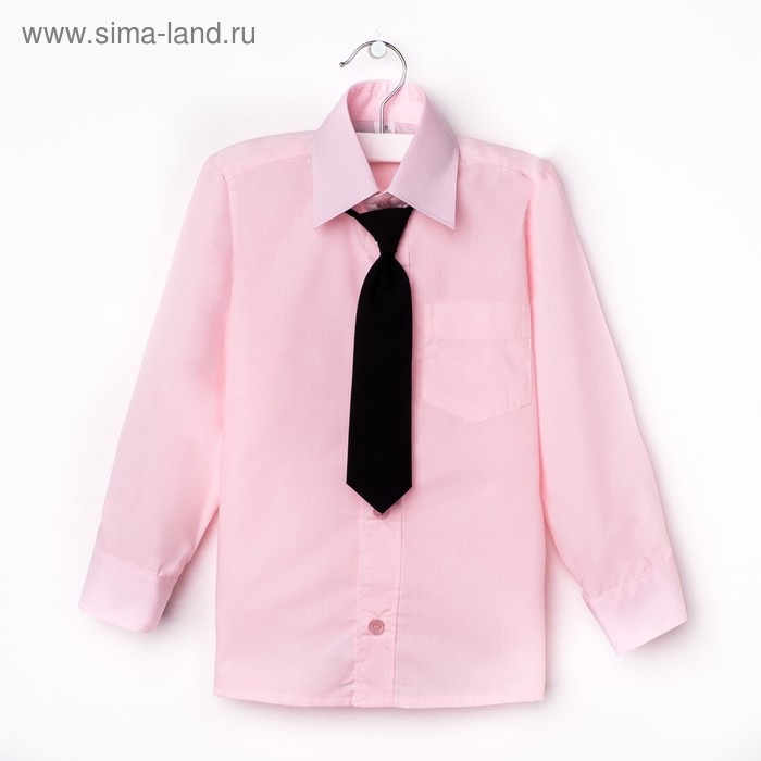 Сорочка для мальчика, нарядная с галстуком, рост 110-116 см (28), цвет светло-розовый  1181   192085