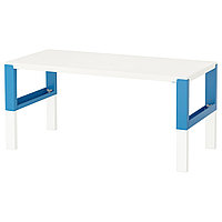 Письменн стол ПОЛЬ белый, синий IKEA, ИКЕА, фото 1