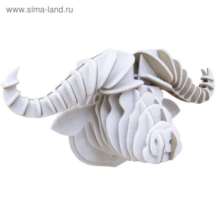 Картонный 3D-конструктор «Голова африканского буйвола», цвет белый