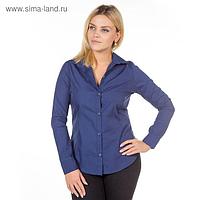 Рубашка женская с рельфами, размер 42, цвет синий, 65% хлопок + 35% п/э