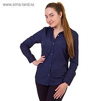 Рубашка женская, размер XL(50), цвет синий, 65% хлопок + 35% п/э
