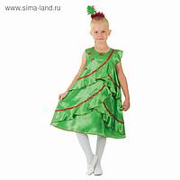 Карнавальный костюм "Ёлочка атласная", платье, ободок, р-р 28, рост 104 см