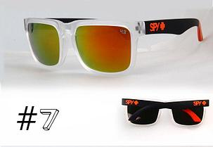 Солнцезащитные очки SPY+ Helm, прозрачная оправа, черные дужки, оранжевое лого, фото 2