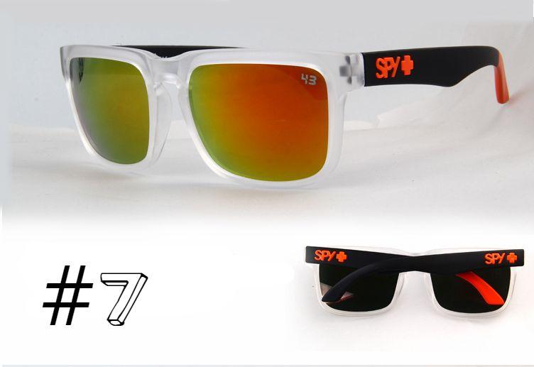 Солнцезащитные очки SPY+ Helm, прозрачная оправа, черные дужки, оранжевое лого - фото 1 - id-p60001335