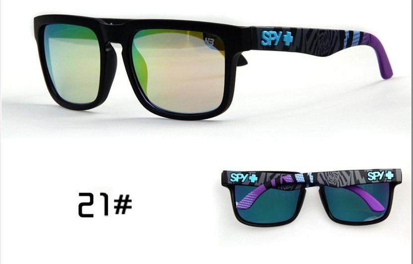 Солнцезащитные очки SPY+ Helm, черная оправа, фиолетово голубые дужки. - фото 1 - id-p60001348