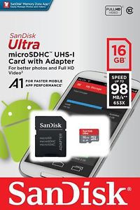 SanDisk Ultra microSDXC UHS-I 16Gb 98MB/s + SD adapter