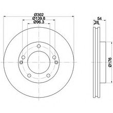 Тормозные диски Kia Sorento (02-08, передние, Veka, D302-tn28)