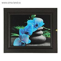 Ключница "Синяя орхидея" венге 26х31х6см
