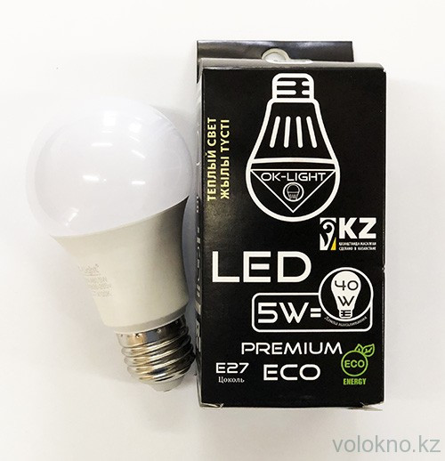 Лампа светодиодная серии PREMIUM 5W цоколь Е27 3000К Теплый белый свет