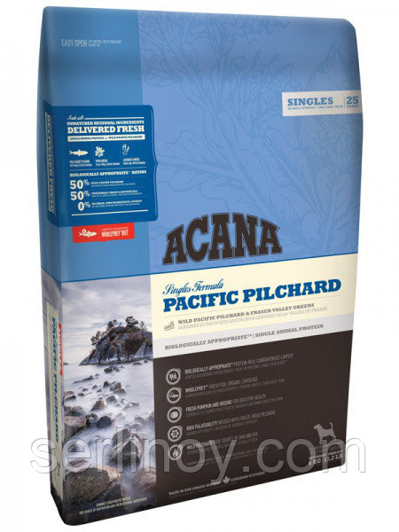 Сухой корм для собак с чувствительным пищеварением Acana Singles Pacific Pilchard Dog тихоокеаническая сардина