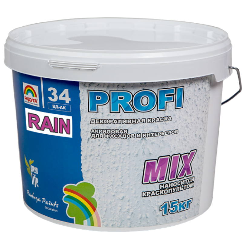 Краска декоративная PROFI MIX RAIN РАДУГА-34, эффект"капли дождя" 25 кг - фото 1 - id-p90307982