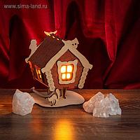 Соляной светильник "Домик", деревянный декор