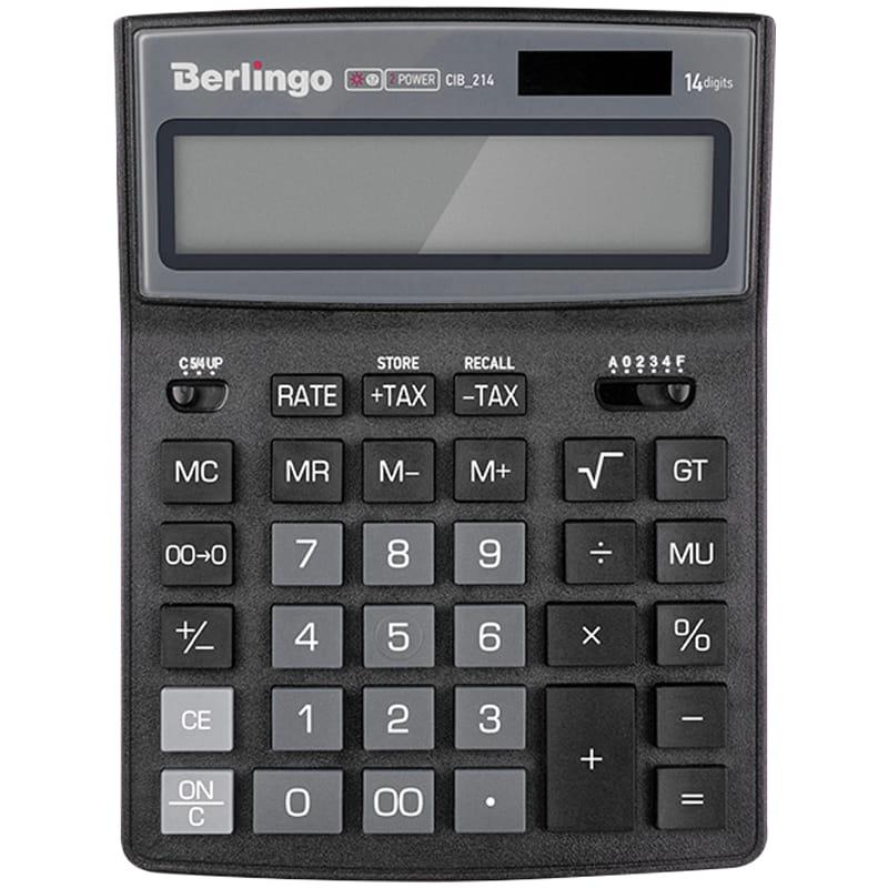 Калькулятор настольный Berlingo "City Style", 14 разр., двойное питание, 205*155*28, черный/серый