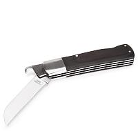 Нож монтерский большой складной с прямым лезвием и левием для разделки оболочки кабеля НМ-09