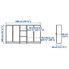 Стеллаж БИЛЛИ / МОРЛИДЕН дубовый шпон, 200x30x106 см ИКЕА, IKEA, фото 3
