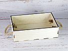 Деревянный ящик с ручками-верёвками без покраски. Размер: 30*20*8,5 см., фото 3