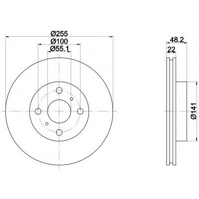 Тормозные диски Toyota Corolla (92-02, Optimal, передние, D 255mm-22, )