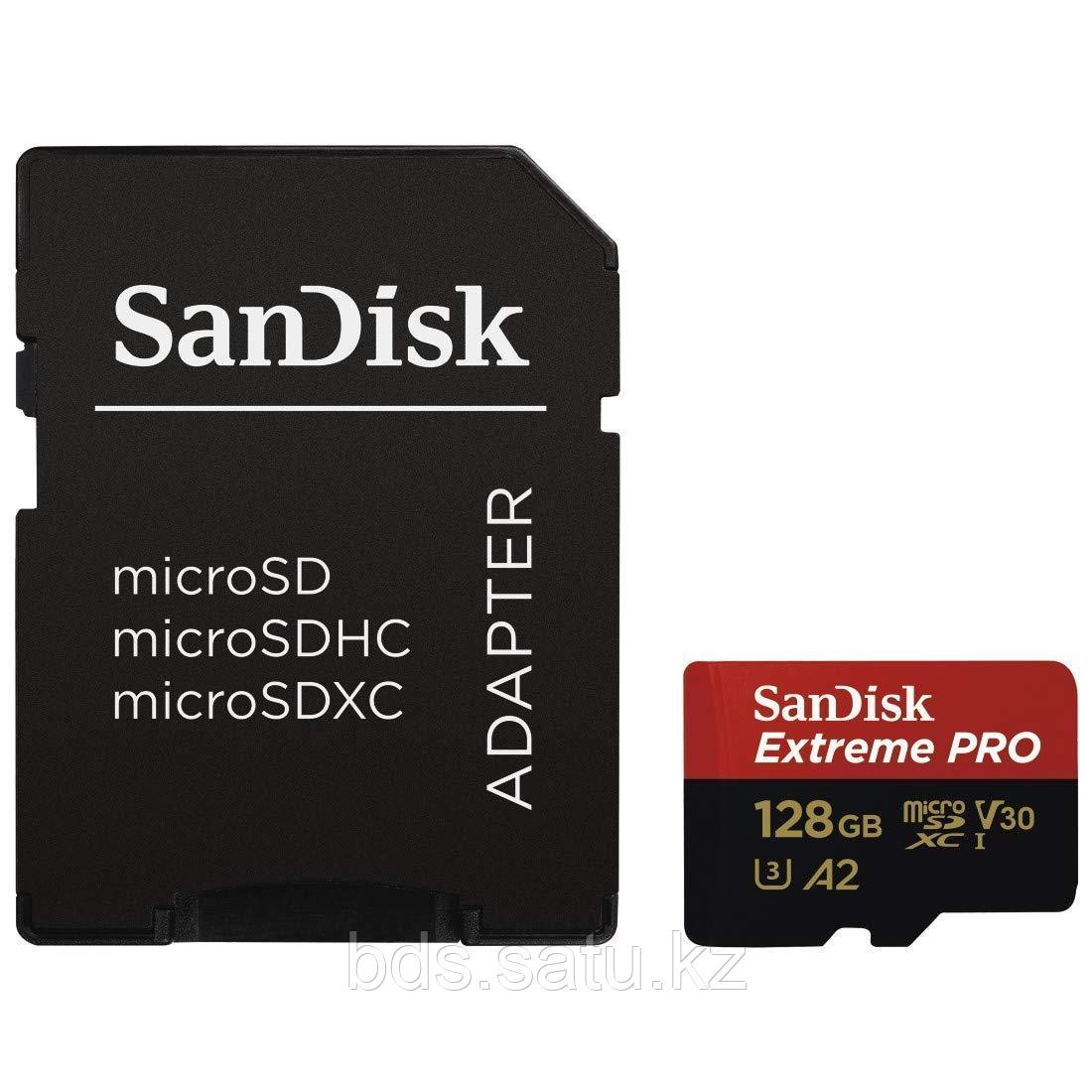 Карта памяти SanDisk 128GB Extreme PRO microSDXC + SD adapter 200/90 MB/s (SDSQXCY128) - фото 1 - id-p60300411