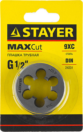 Плашка круглая ручная STAYER "MASTER", сталь 9ХС, для трубной резьбы G 1/2``, фото 2