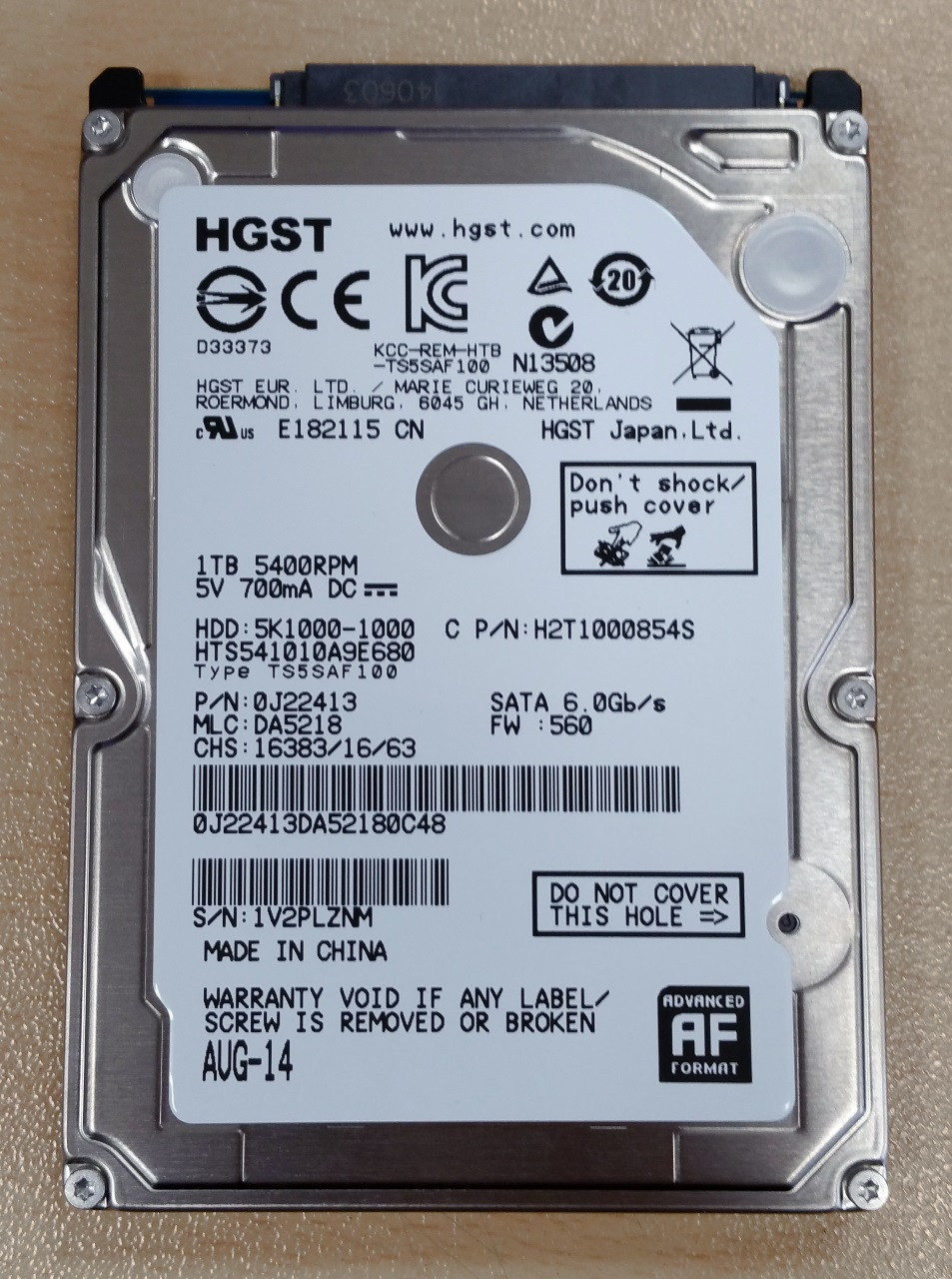 Жесткий диск HDD 1TB Hitachi SATA 2.5" HTS541010A9E680 Notebook