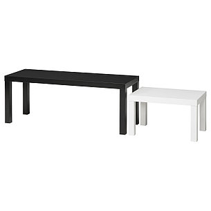 Комплект столов ЛАКК 2 шт. черный, белый ИКЕА, IKEA, фото 2