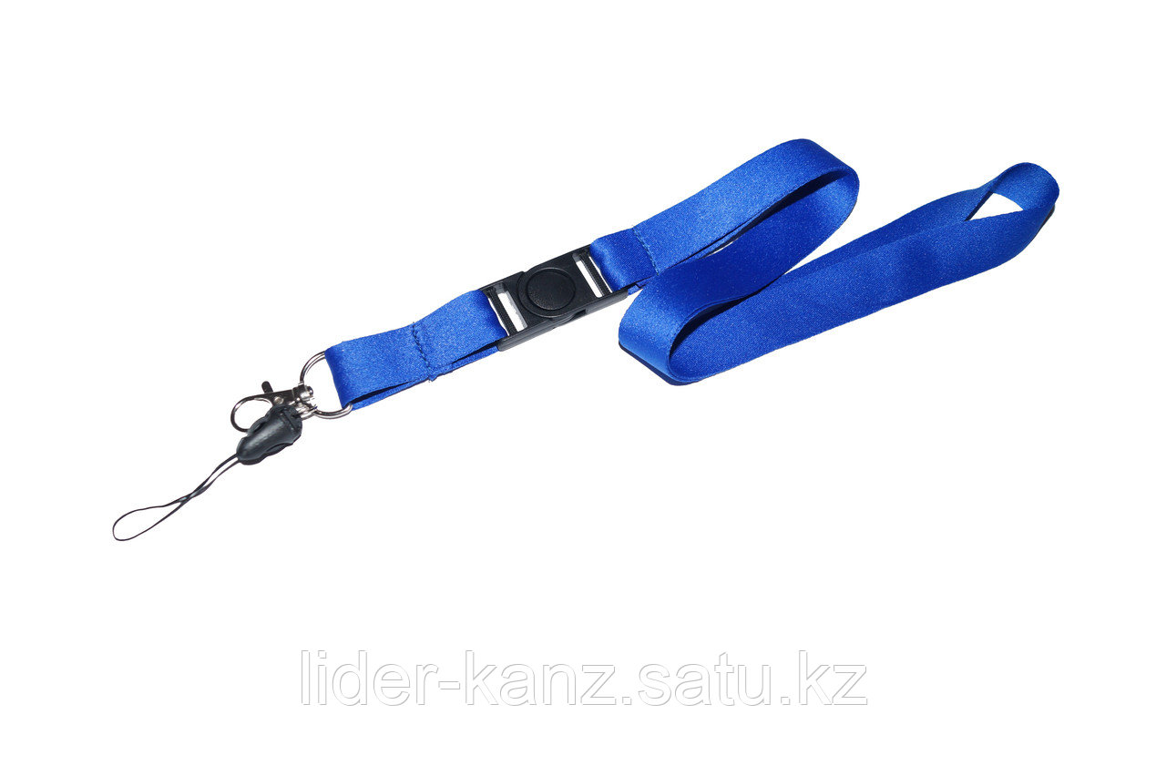 Шнурок для бейджа с пластиковым карабином синий - фото 1 - id-p60351219