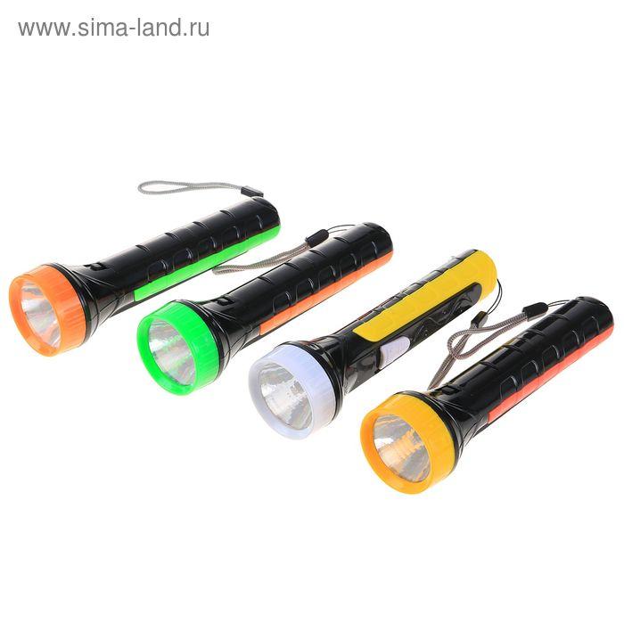 Фонарик ручной, 1 LED, ребристые бока, 2 АА, микс, 16х4.5х4.5 см