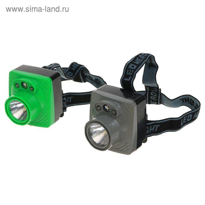 Фонарик налобный, 4 LED, 3 АА, микс, 6х6.5х6 см