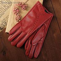 Перчатки женские, размер 7.5, с подкладом, цвет красный