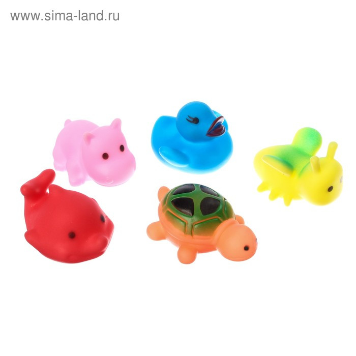 Набор пищалок для ванны «Маленькие друзья», 5 шт., цвета МИКС