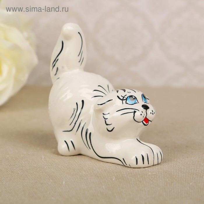 Сувенир «Котик», белый микс, гжель
