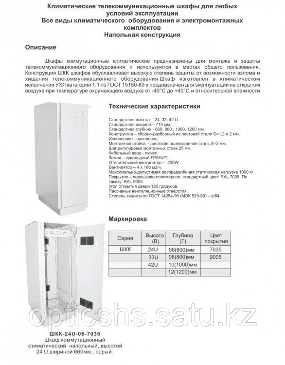 Телекоммуникационный климатический шкаф ШКК-24U (напольный) - фото 2 - id-p60381507