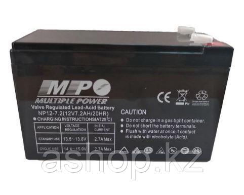 Батарея необслуживаемая (аккумулятор) Multiple Power NP1272 (12V 7,2 Ah), Емкость аккумулятора: 7,2 Ah, Разъем