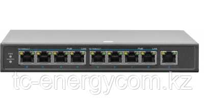 PoE коммутатор неуправляемый PUS-CS08-115M, 8x10/100BASE-TX 802.3af&at + 1xGb Combo + 1x1000BASE-X, PoE бюджет