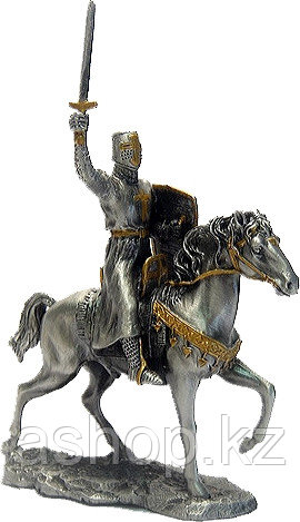 Статуэтка оловянный солдатик Wise Unicorn Конный рыцарь-крестоносец, Высота: 105 мм, Материал: Оловянный сплав