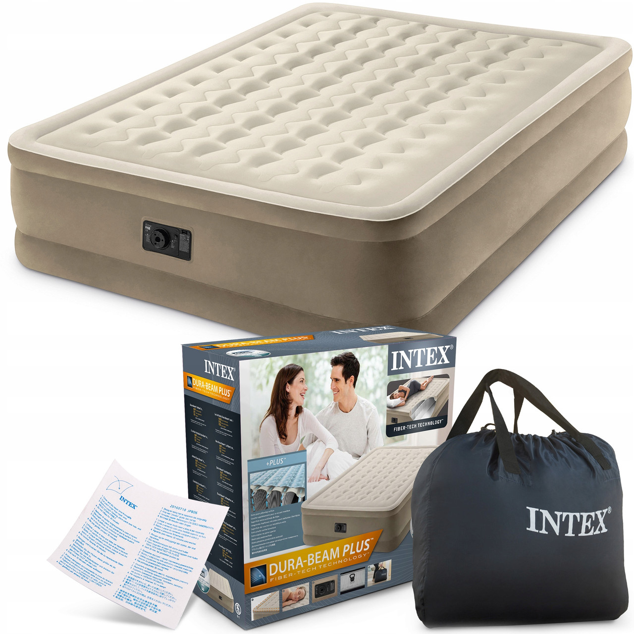 Двуспальная надувная кровать 152х203х46см с насосом, Intex 64458