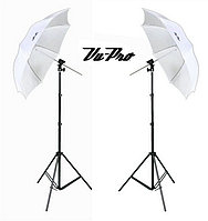 2 студийных зонта 83 см на просвет на стойках с головками для вспышек