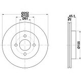 Тормозные диски NISSAN ALMERA (95-00, передние, Protechnic, D252) , фото 2
