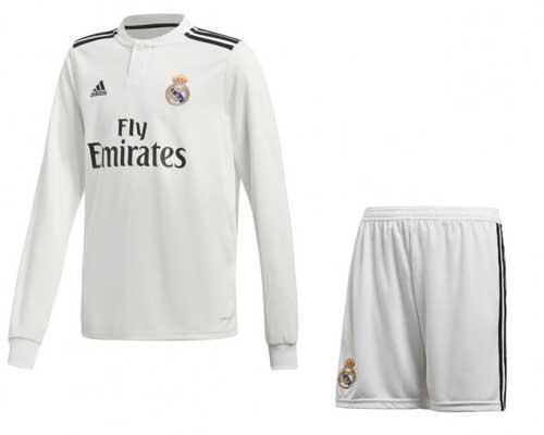 Real Madrid - детская футбольная форма с длинным рукавом 22 белый/черный - фото 1 - id-p60434952
