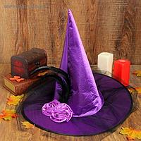 Карнавальная шляпа "Ведьмочка" с фатой, р-р 56-58, цвет сиреневый