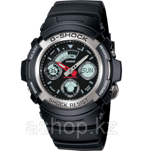 Часы электронные наручные мужские Casio G-SHOCK AW-590-1A, Механизм: Кварц, Браслет: Ремешок из полимерного ма