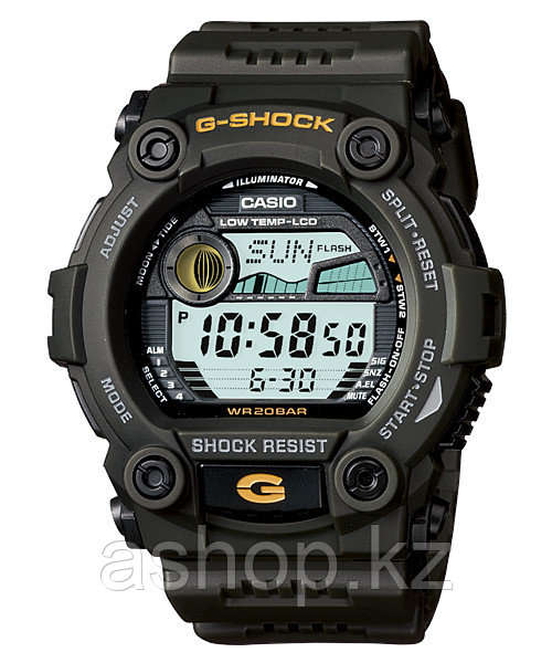 Часы электронные наручные мужские Casio G-SHOCK G-7900-3DR, Механизм: Кварц, Браслет: Ремешок из полимерного м