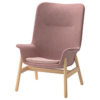 Кресло c высокой спинкой ВЕДБУ светлый коричнево-розовый ИКЕА, IKEA  , фото 1