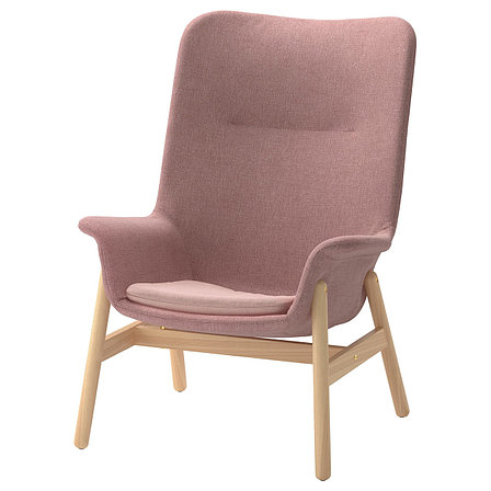 Кресло c высокой спинкой ВЕДБУ светлый коричнево-розовый ИКЕА, IKEA  , фото 2